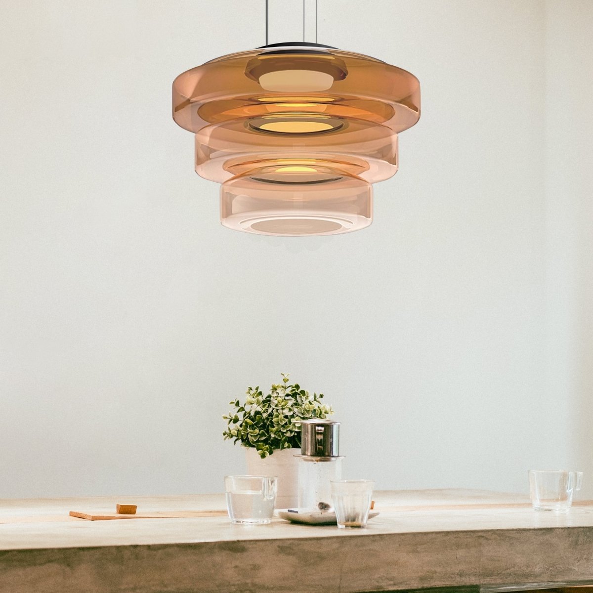 Bauhaus Glas Pendelleuchte im Moderne Stil