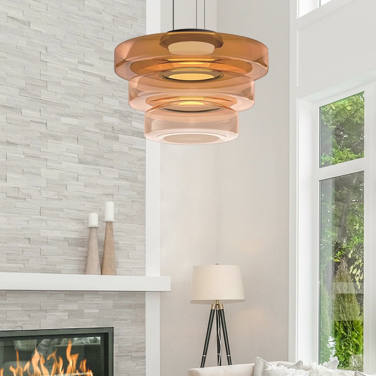 Bauhaus Glas Pendelleuchte im Moderne Stil