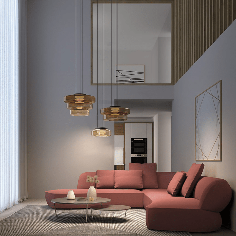 Bauhaus Glas Pendelleuchte im Moderne Stil
