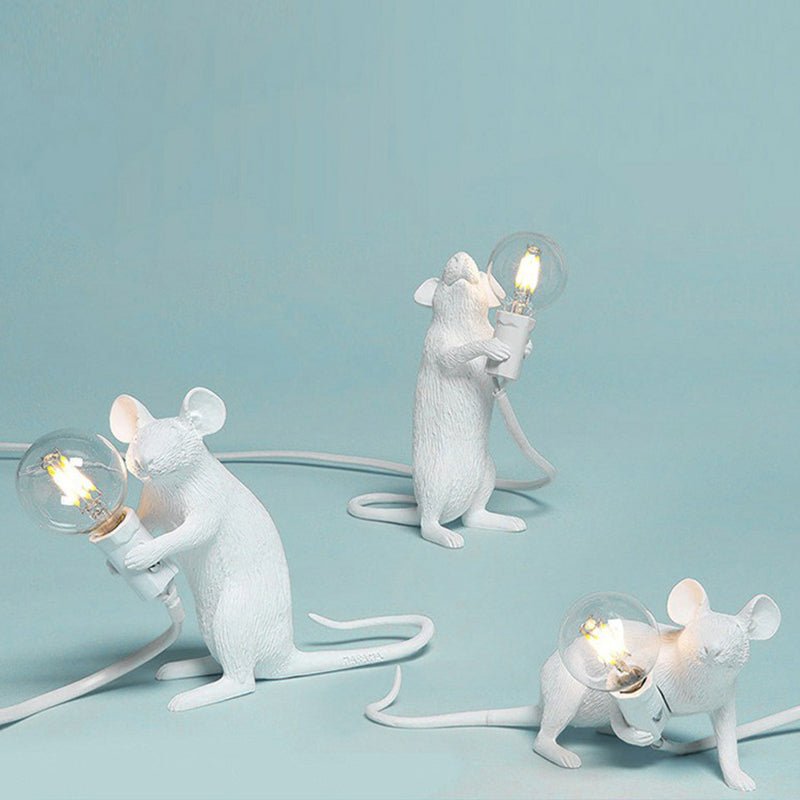 Dekorative Kunstharz Maus Bett Tischlampe