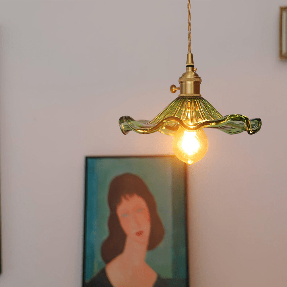 Glas Hibiskus Blume LED Pendelleuchte