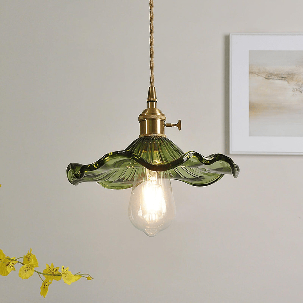 Glas Hibiskus Blume LED Pendelleuchte