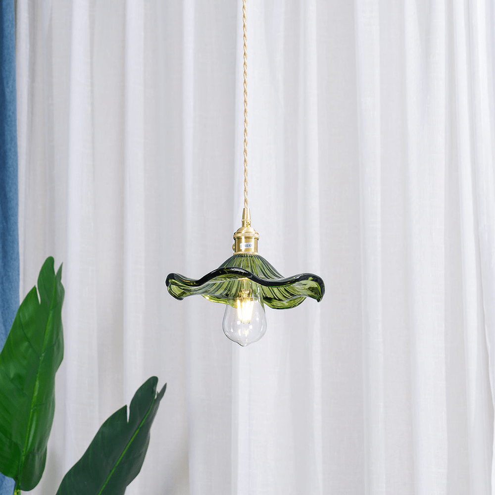 Glas Hibiskus Blume LED Pendelleuchte