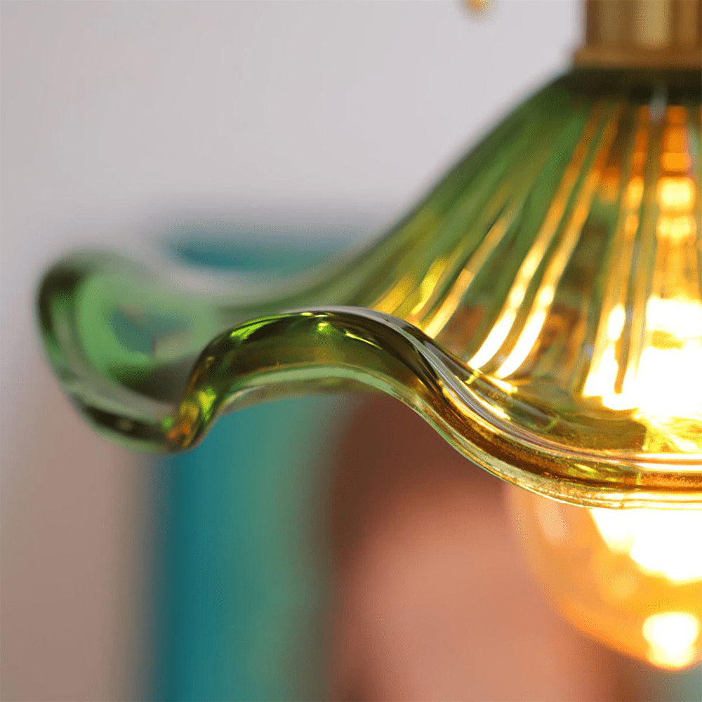 Glas Hibiskus Blume LED Pendelleuchte