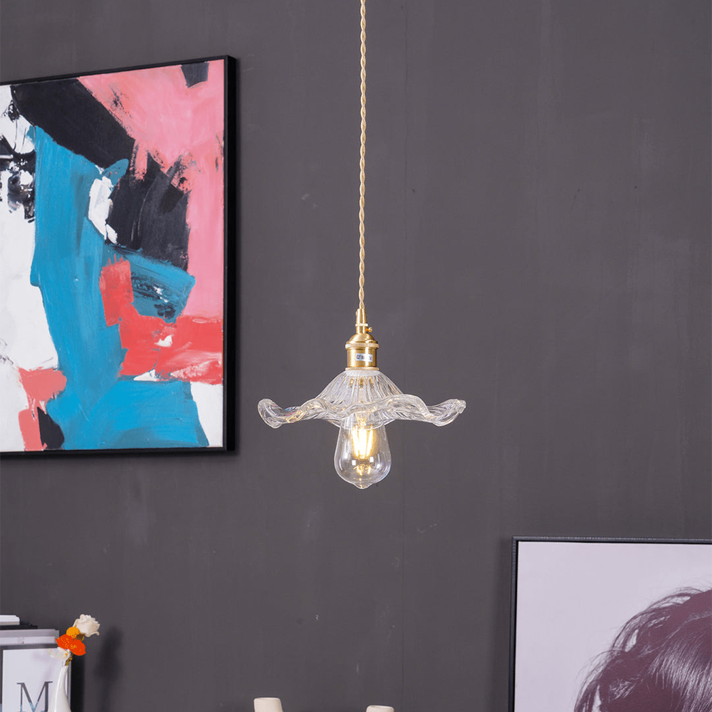 Glas Hibiskus Blume LED Pendelleuchte