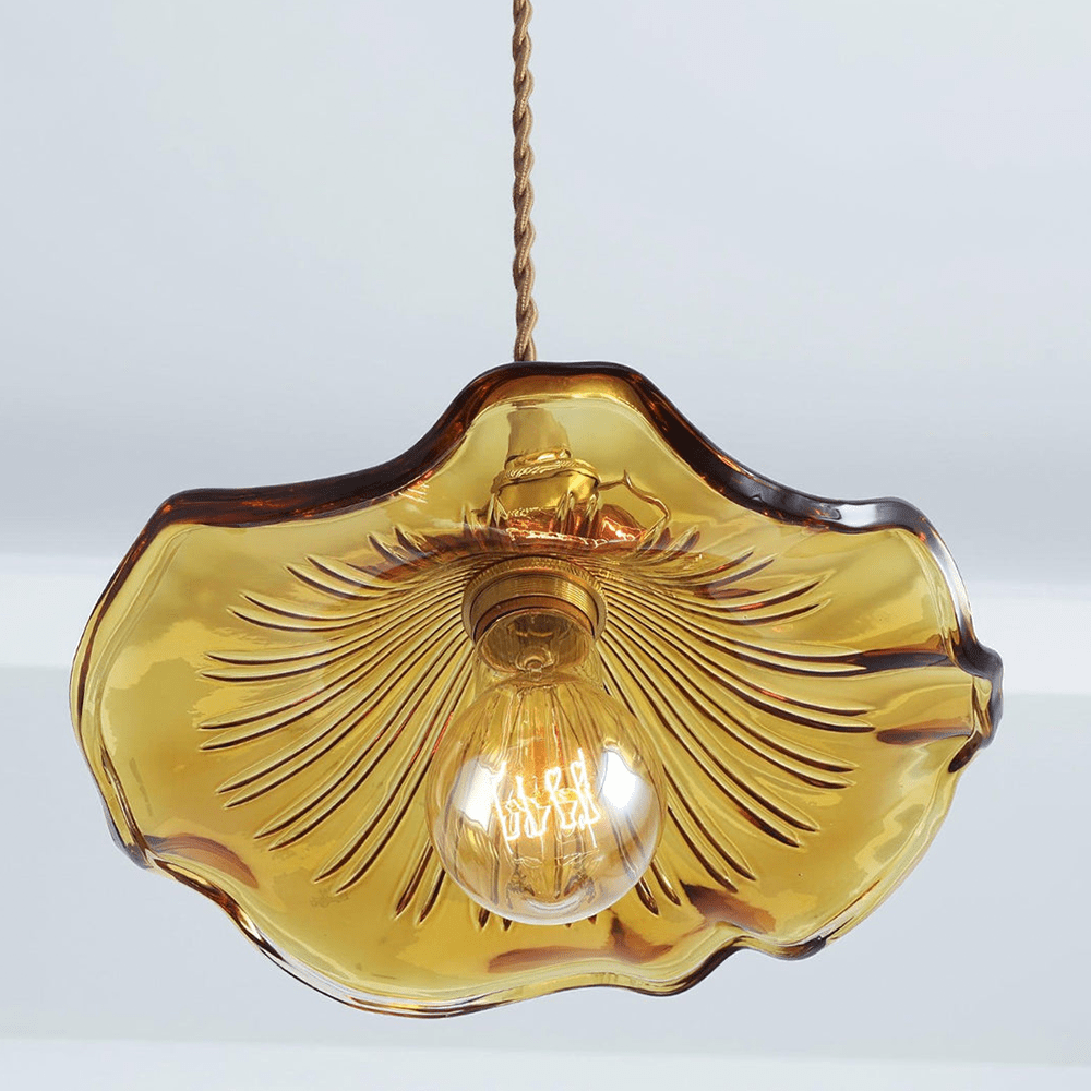 Glas Hibiskus Blume LED Pendelleuchte