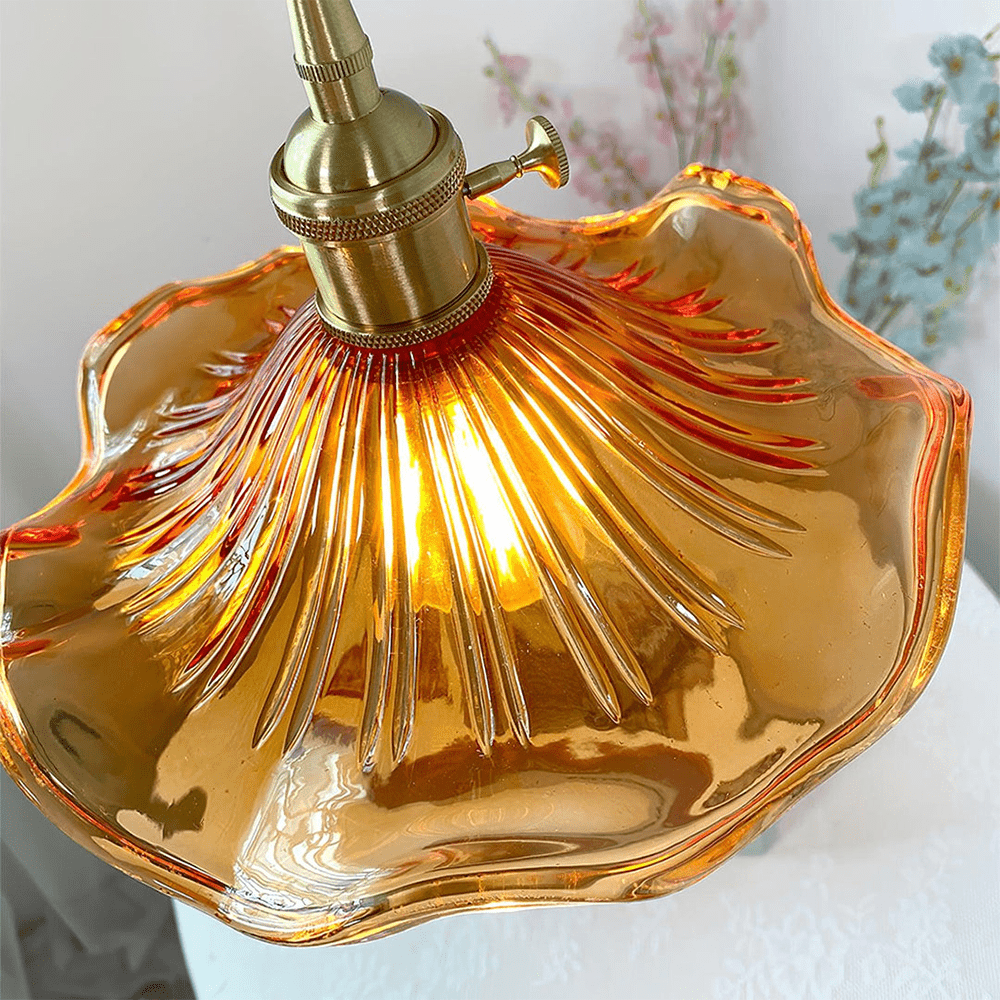Glas Hibiskus Blume LED Pendelleuchte