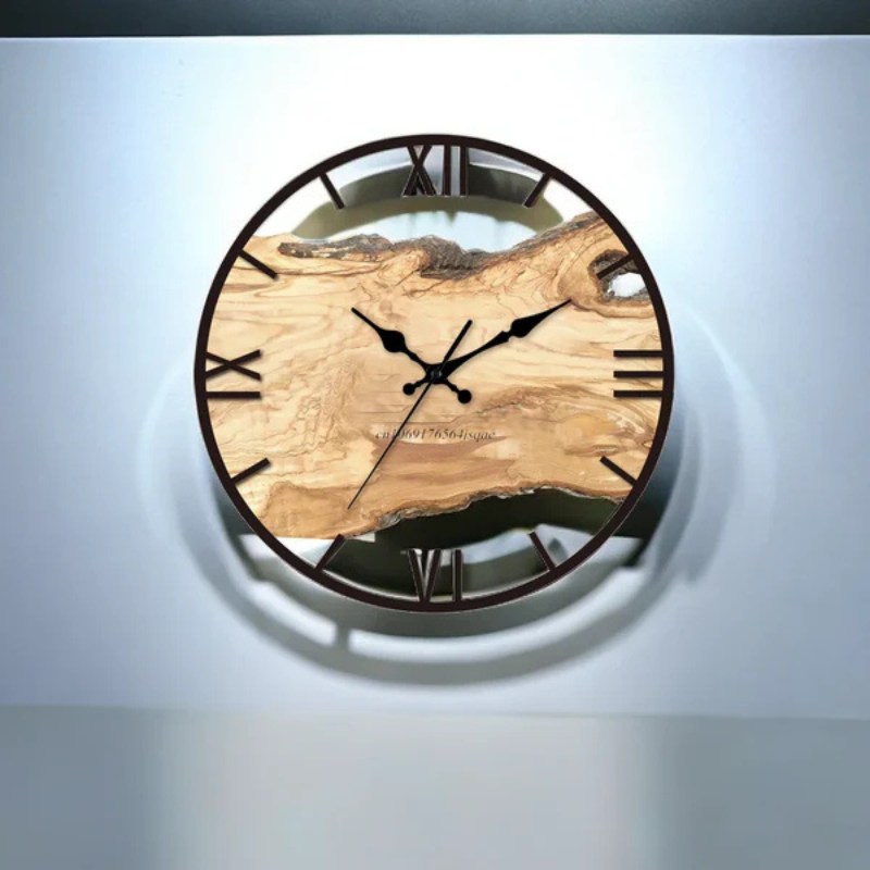 Große Moderne Dekorative Wanduhr aus Holz