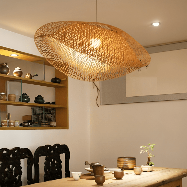 Japanische Wabi Sabi Rattan Pendelleuchte