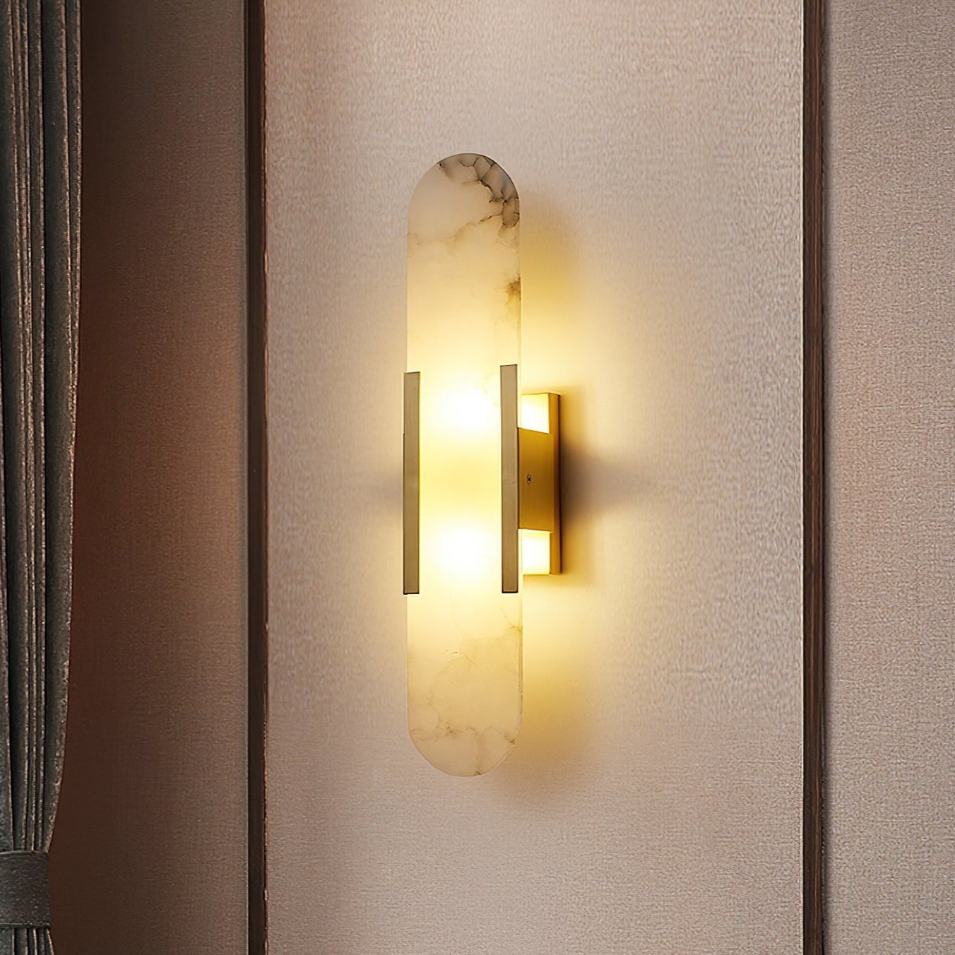 Modern Länglich Alabaster Stein Wandleuchte